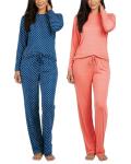 Real Essentials Women's Long Sleeve Pajama Set - Pack of 2