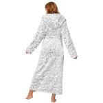 RONGTAI Womens Plush Fleece Hooded Bathrobe Leopard Print