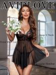 Avidlove Lace Babydoll Nightgown Mesh Chemise Boudoir