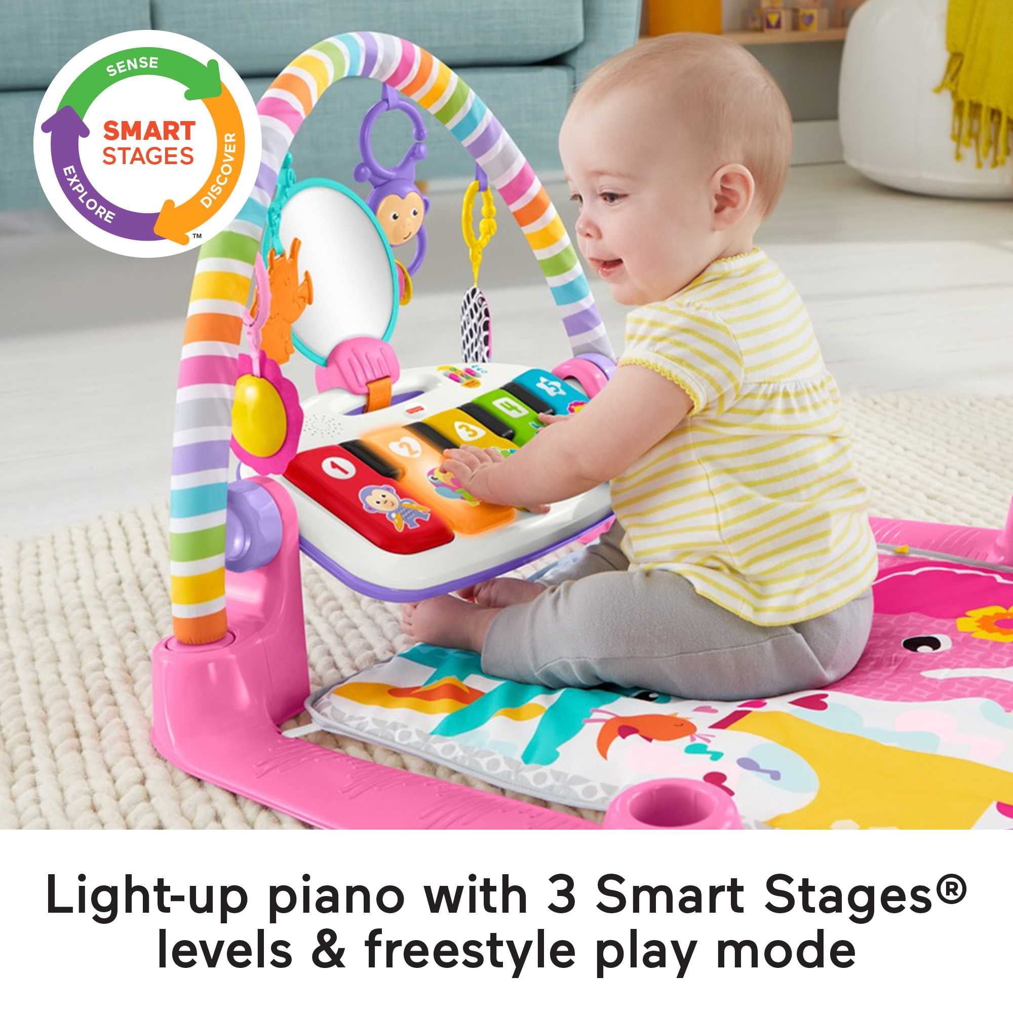 Fisher-Price Pink Piano Gym Playmat with Toy
