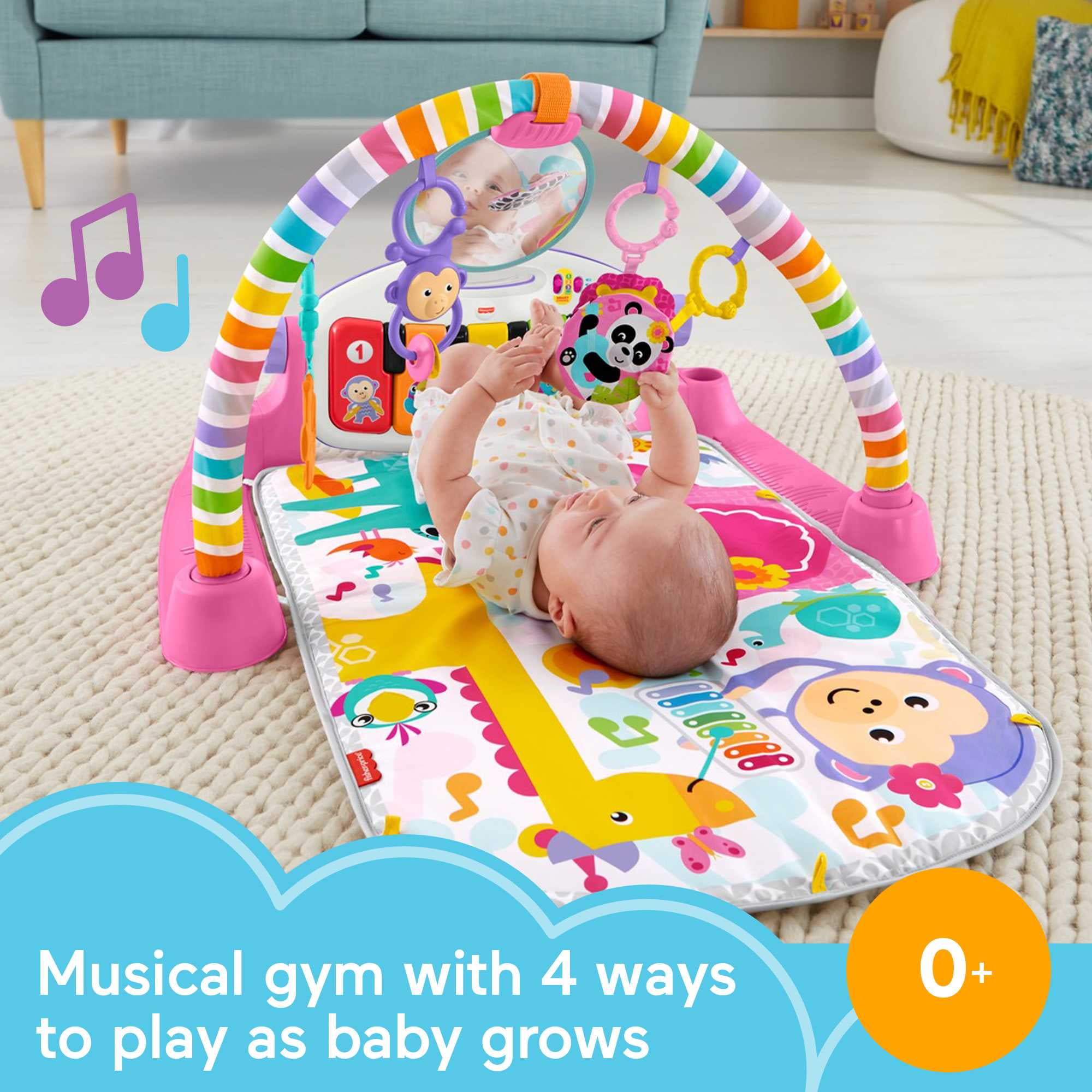 Fisher-Price Pink Piano Gym Playmat with Toy
