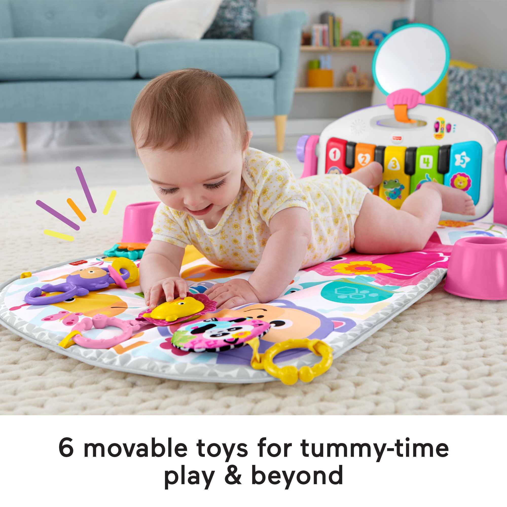 Fisher-Price Pink Piano Gym Playmat with Toy