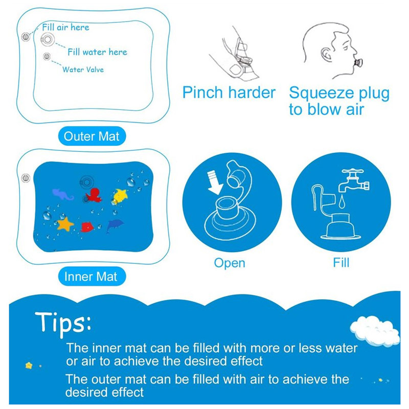 Inflatable Baby Water Play Mat with 36 Designs