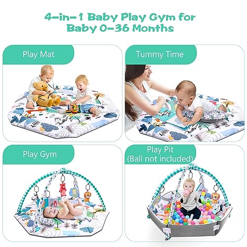 Bellababy 4-in-1 Tummy Time Gym Mat (Blue)