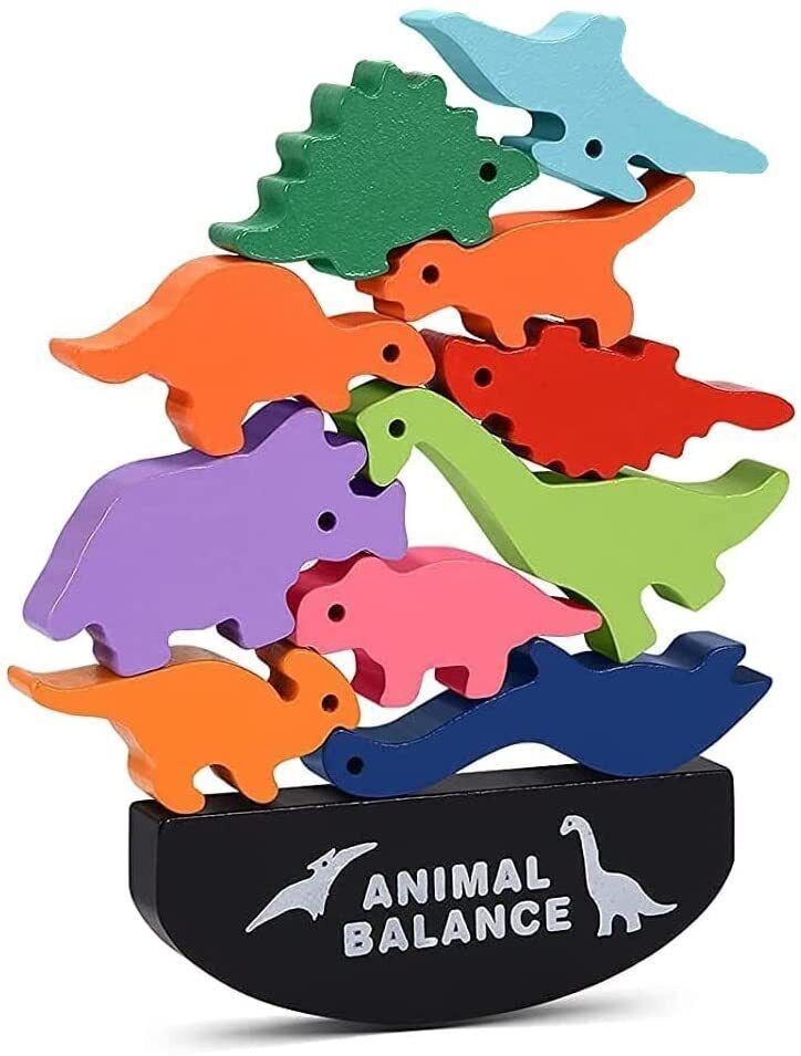 Dino Balance Stacking Wood Blocks for Toddlers