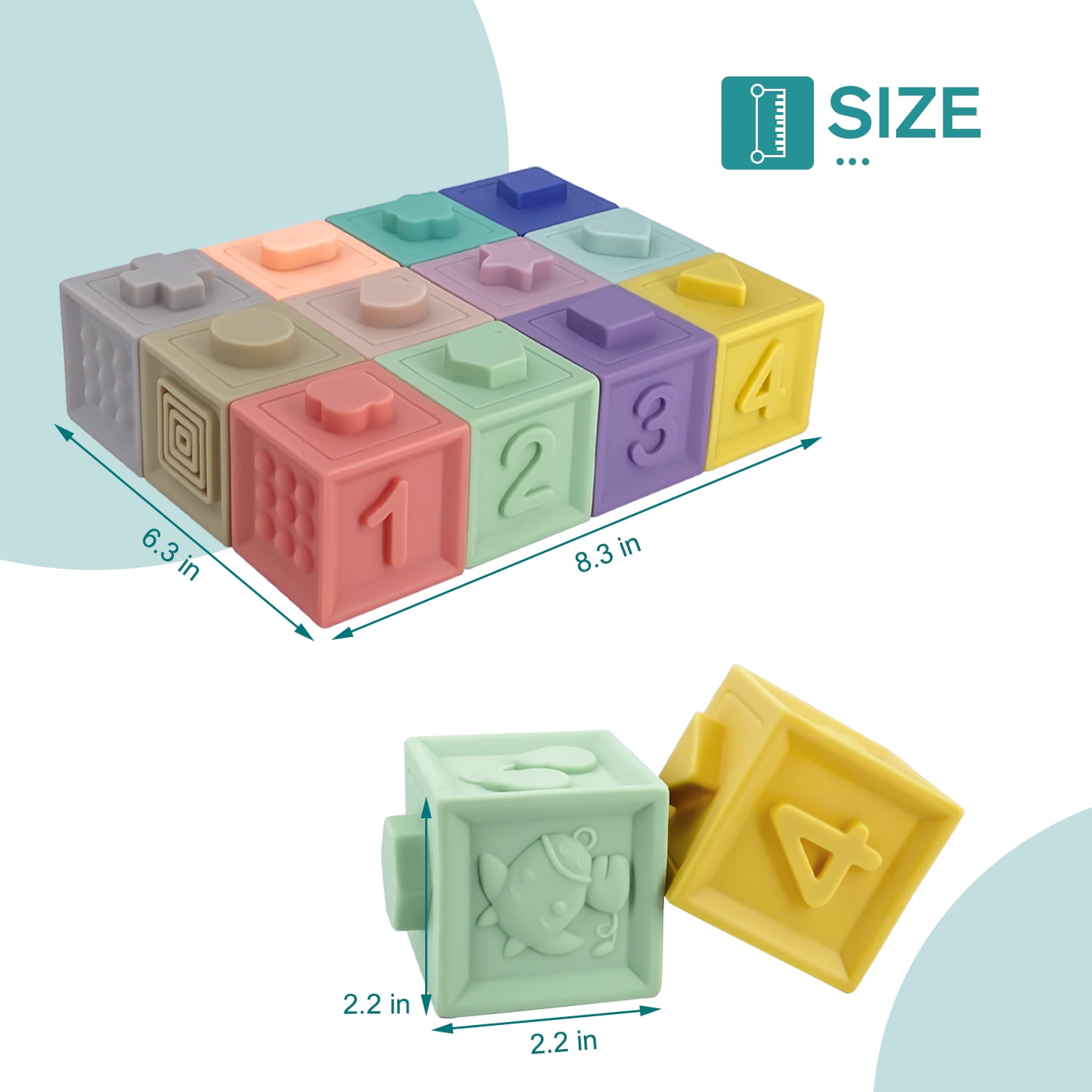 12-Piece Baby Blocks with Teething & Stacking Fun