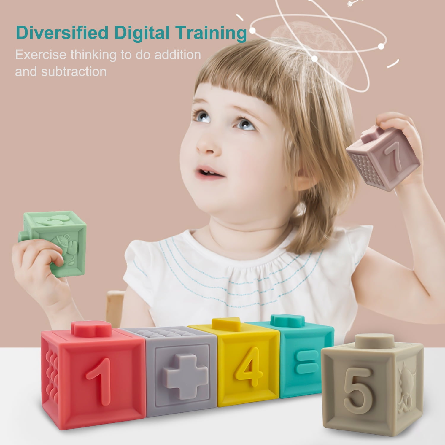 12-Piece Baby Blocks with Teething & Stacking Fun