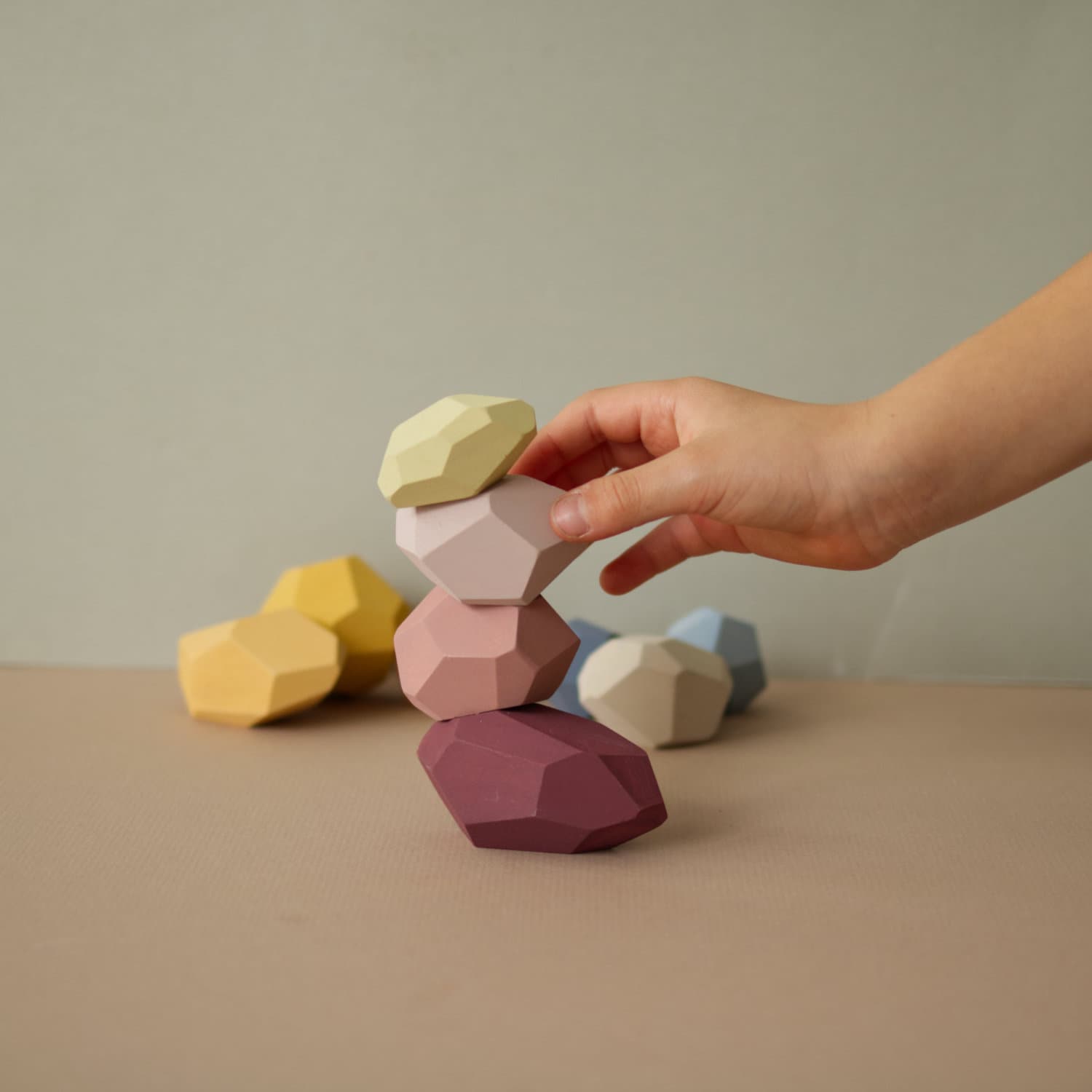 Montessori Wooden Balancing Stones - Set of 10