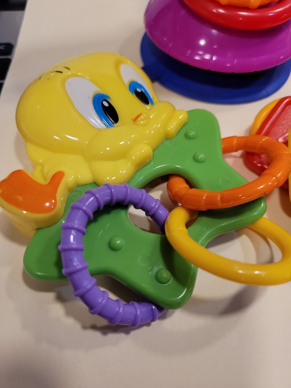 Lot of baby rattles and teethers. 