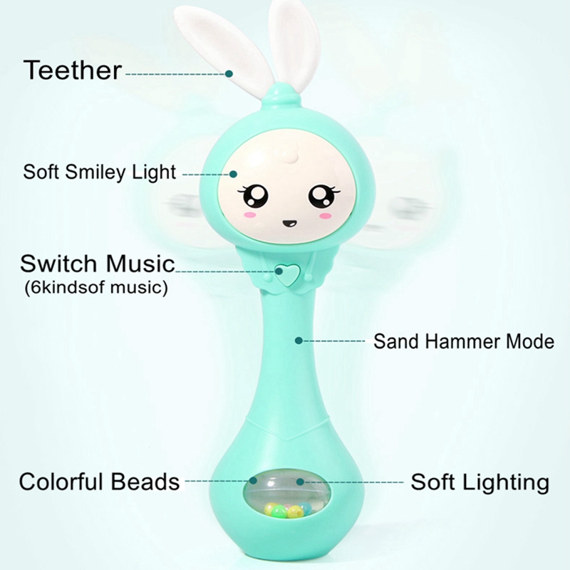 Flashing Rabbit Rattle Teether for Babies