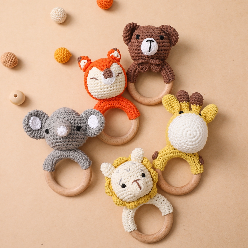 Crochet Animal Teething Rattle for Babies