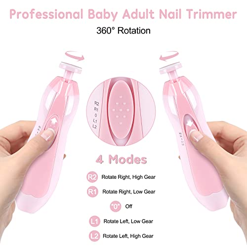 Electric Baby Nail Trimmer with Light - Pink