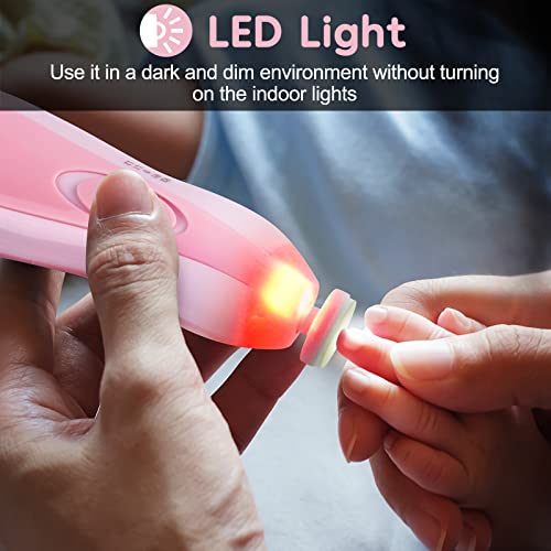 Electric Baby Nail Trimmer with Light - Pink