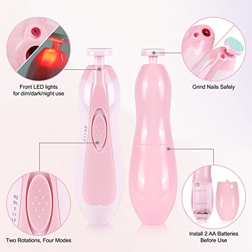 Electric Baby Nail Trimmer with Light - Pink