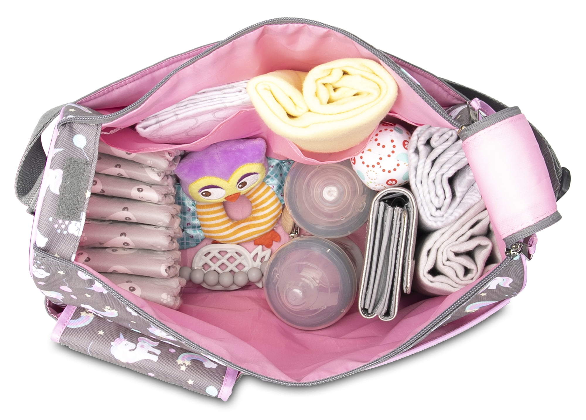 Happy Unicorn Gray Diaper Bag Duffle