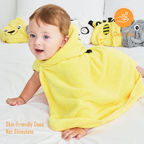 Baby Hooded Towel and Washcloth Set - Yellow/Grey