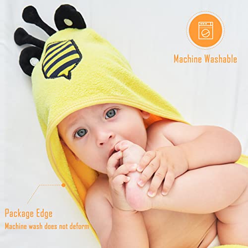 Baby Hooded Towel and Washcloth Set - Yellow/Grey