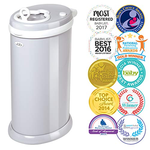 Ubbi Odor-Locking Diaper Pail, Grey, Modern Design