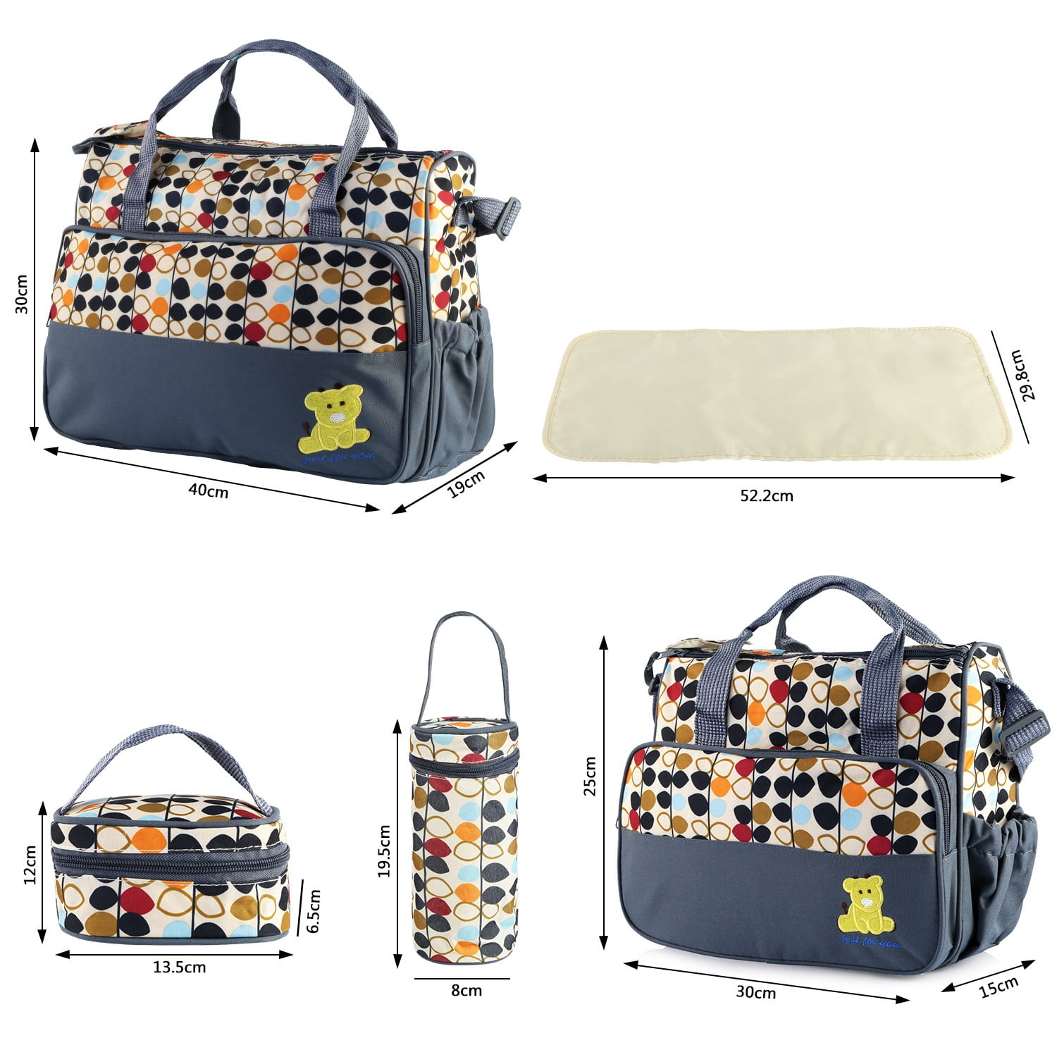 Stylish GPCT Baby Diaper Tote Set - Gray