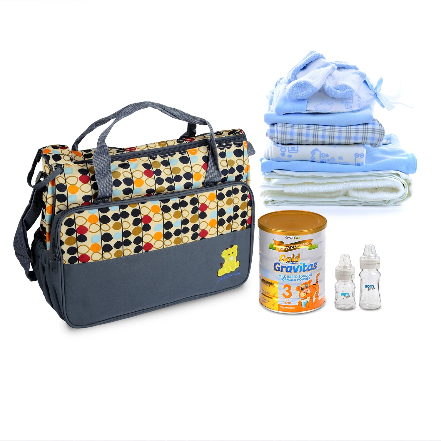 Stylish GPCT Baby Diaper Tote Set - Gray