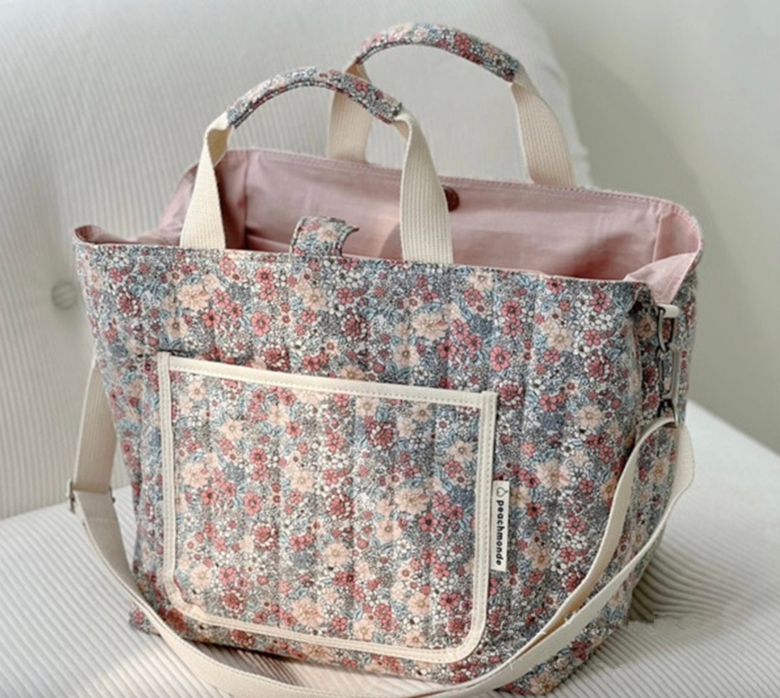 Floral Vegan Baby Changing Bag with Shoulder Strap