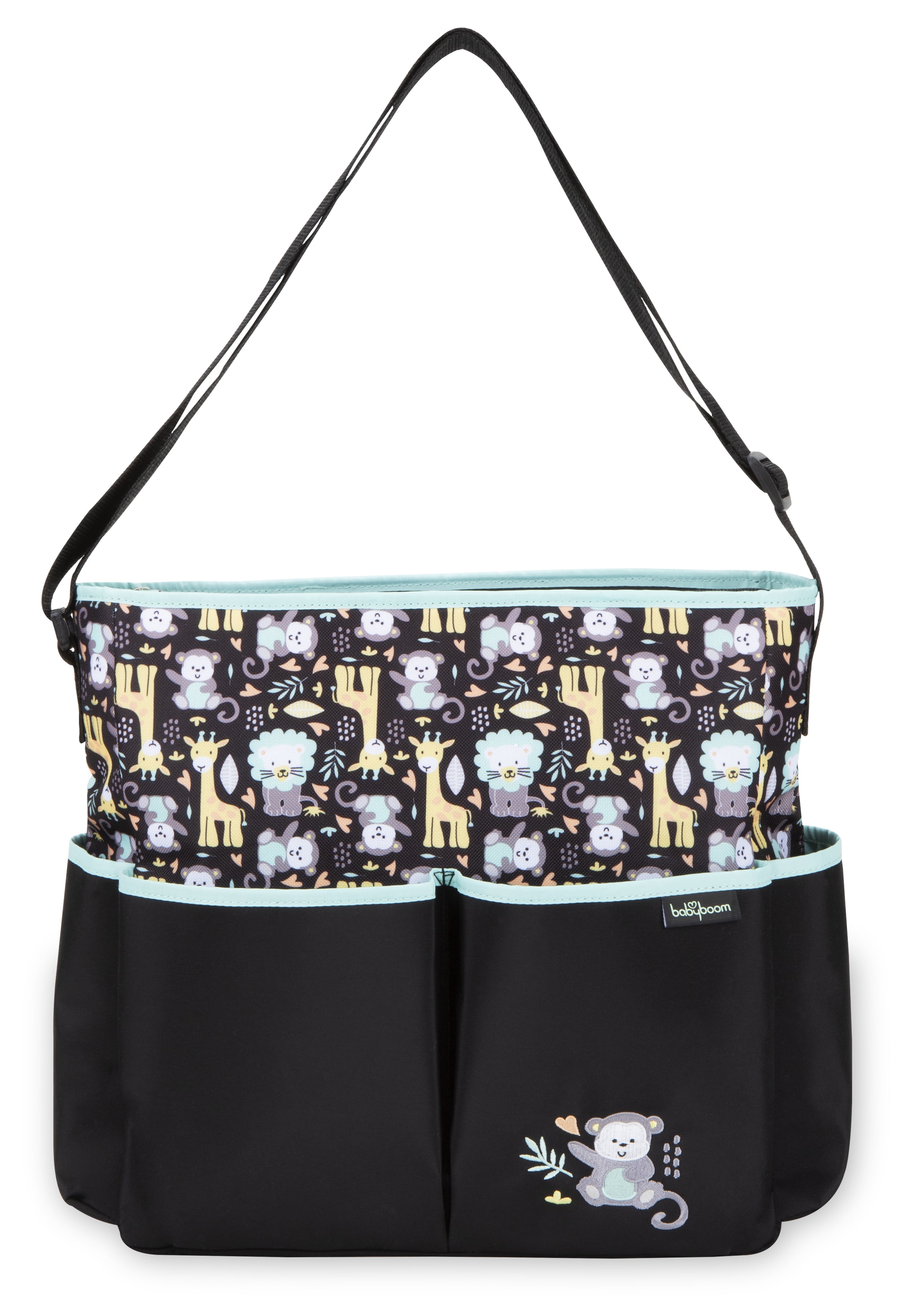 Adjustable Shoulder Strap Tote Diaper Bag - Black