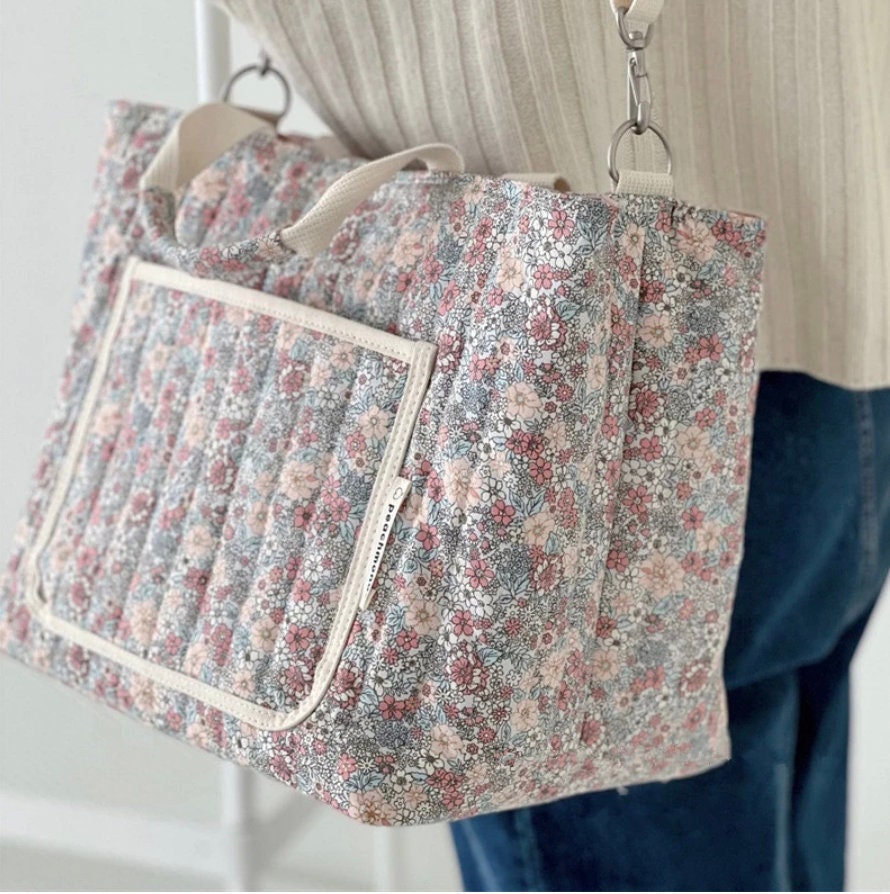 Floral Vegan Baby Changing Bag with Shoulder Strap