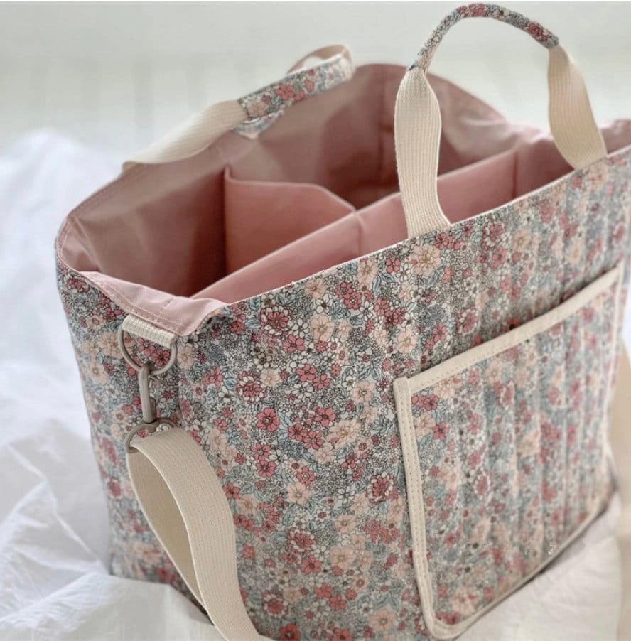 Floral Vegan Baby Changing Bag with Shoulder Strap