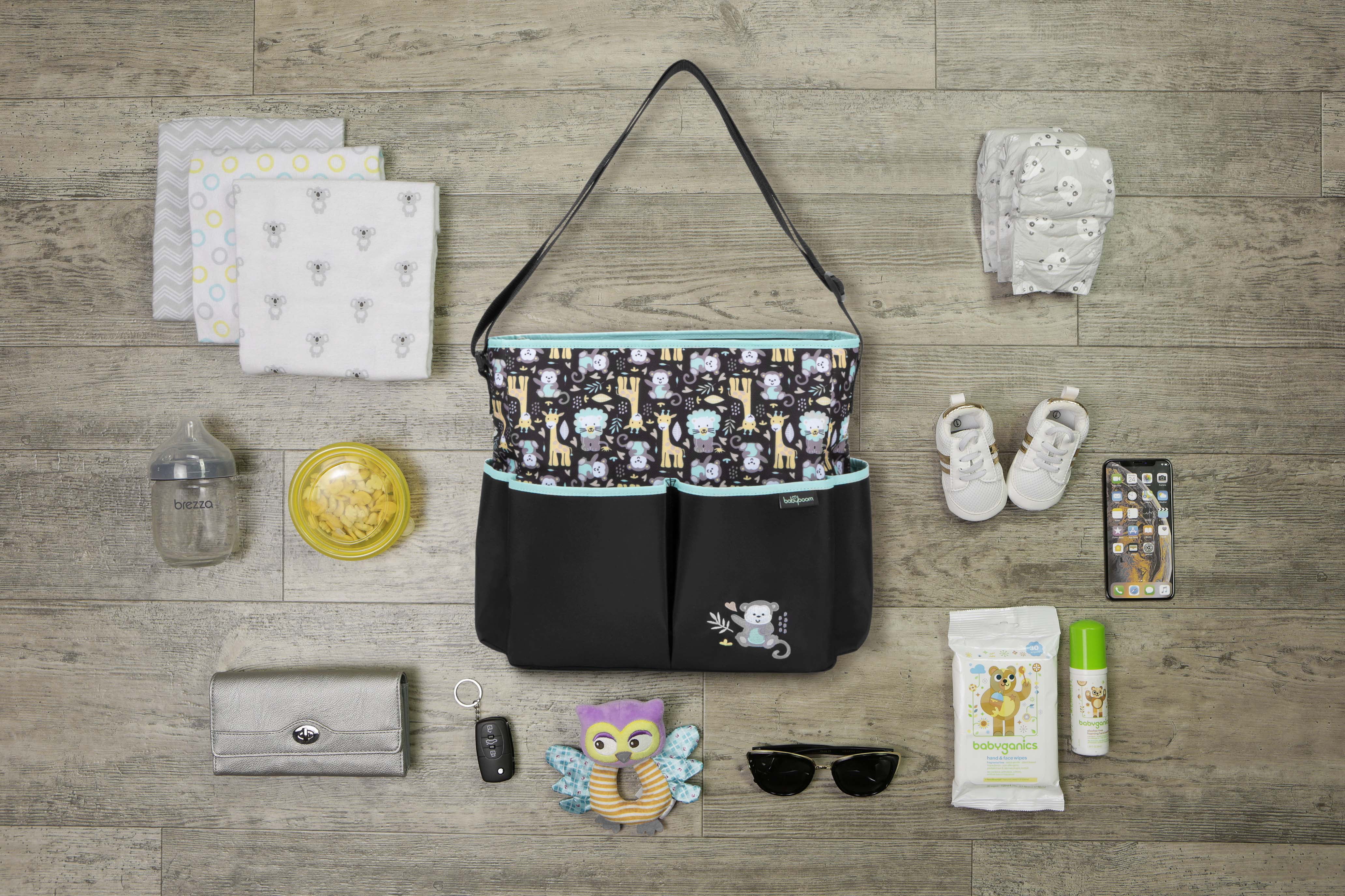 Adjustable Shoulder Strap Tote Diaper Bag - Black