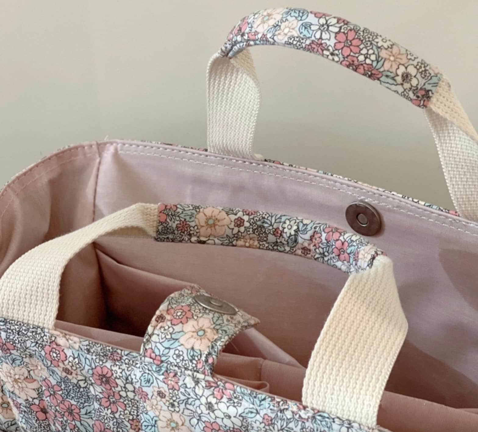 Floral Vegan Baby Changing Bag with Shoulder Strap