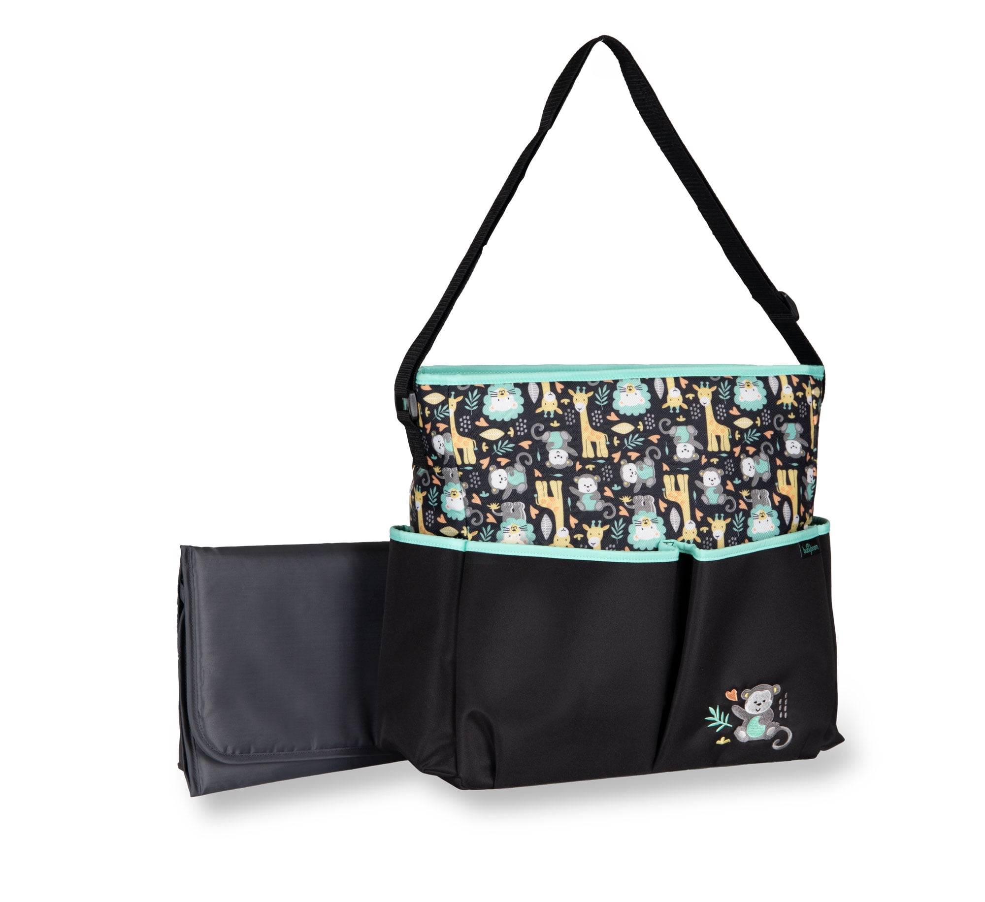 Adjustable Shoulder Strap Tote Diaper Bag - Black