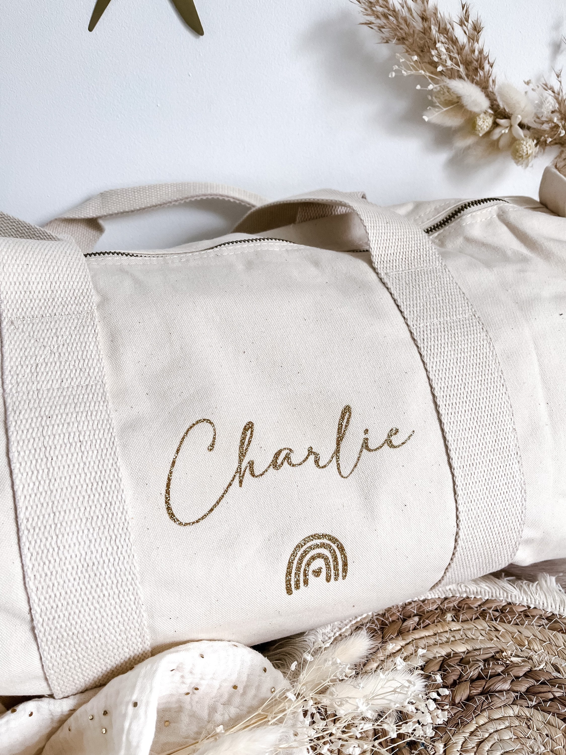 Personalized 100% organic cotton duffel bag