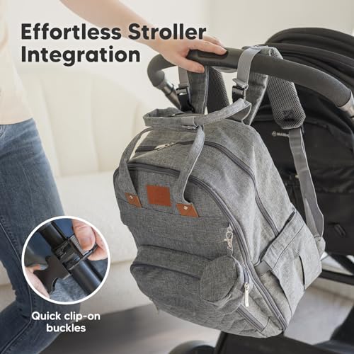 KeaBabies Backpack Diaper Bag - Classic Gray