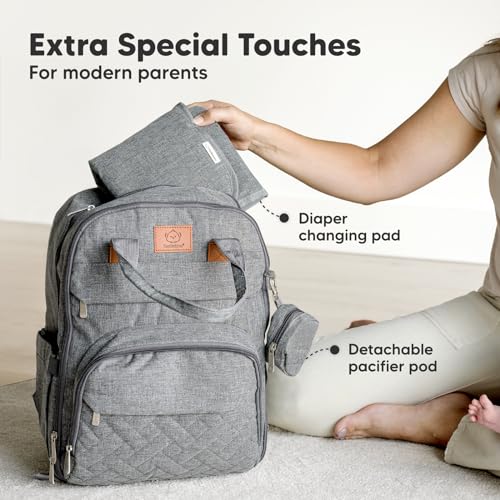 KeaBabies Backpack Diaper Bag - Classic Gray