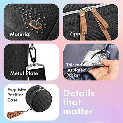 Multifunctional Black Diaper Tote for Parents