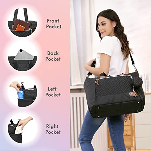 Multifunctional Black Diaper Tote for Parents