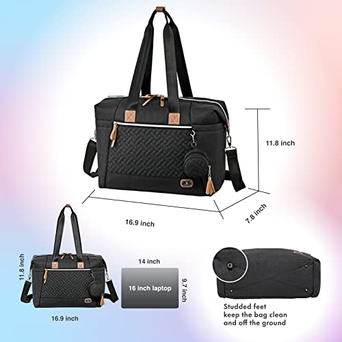Multifunctional Black Diaper Tote for Parents