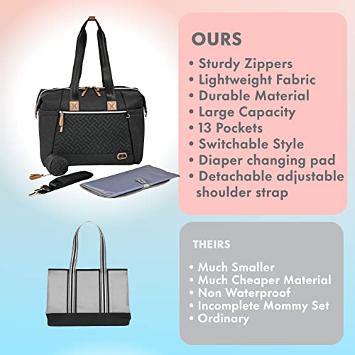 Multifunctional Black Diaper Tote for Parents