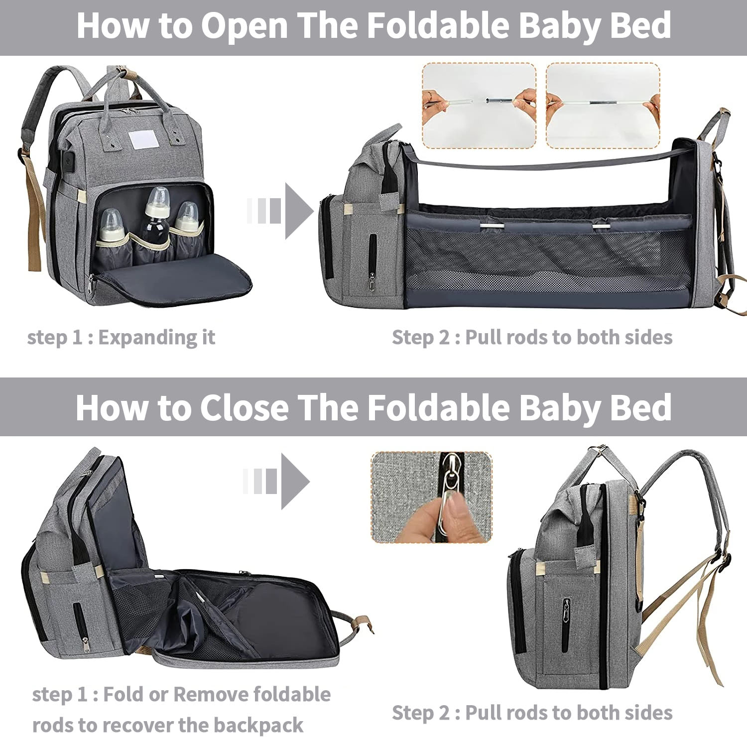 Multi-Functional Baby Diaper Bag Backpack