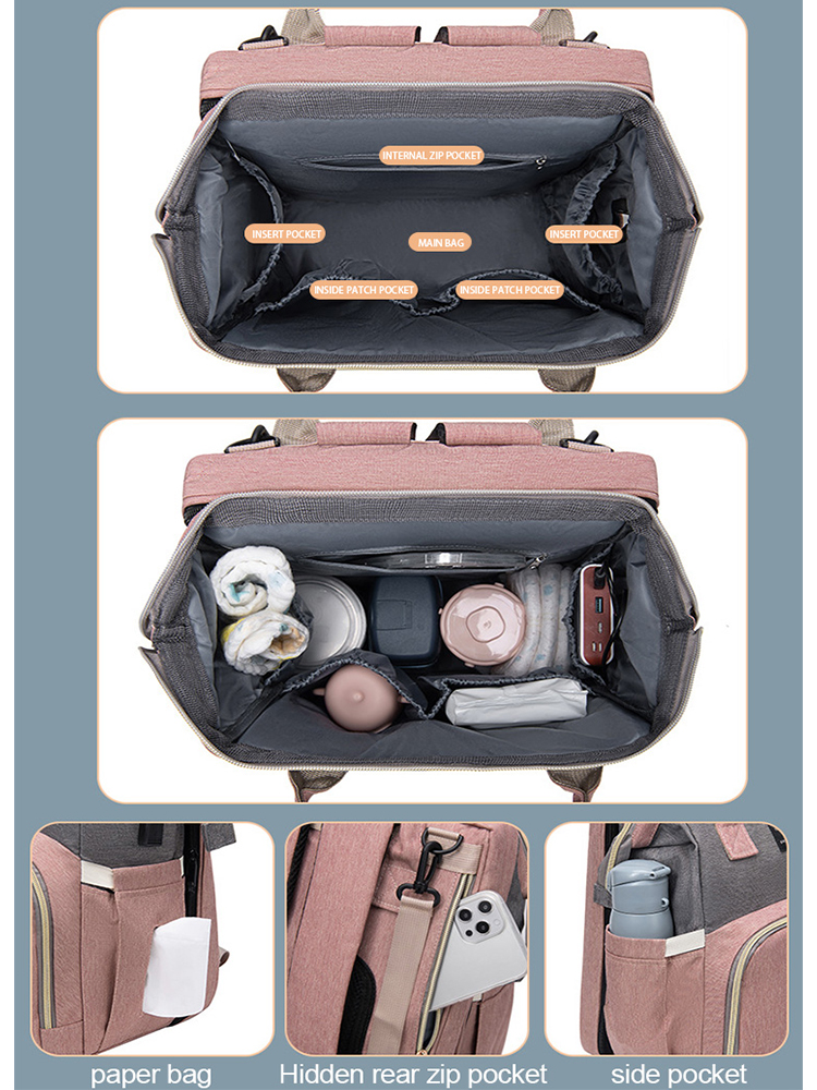 Portable Folding Crib & Large-capacity Mommy Backpack