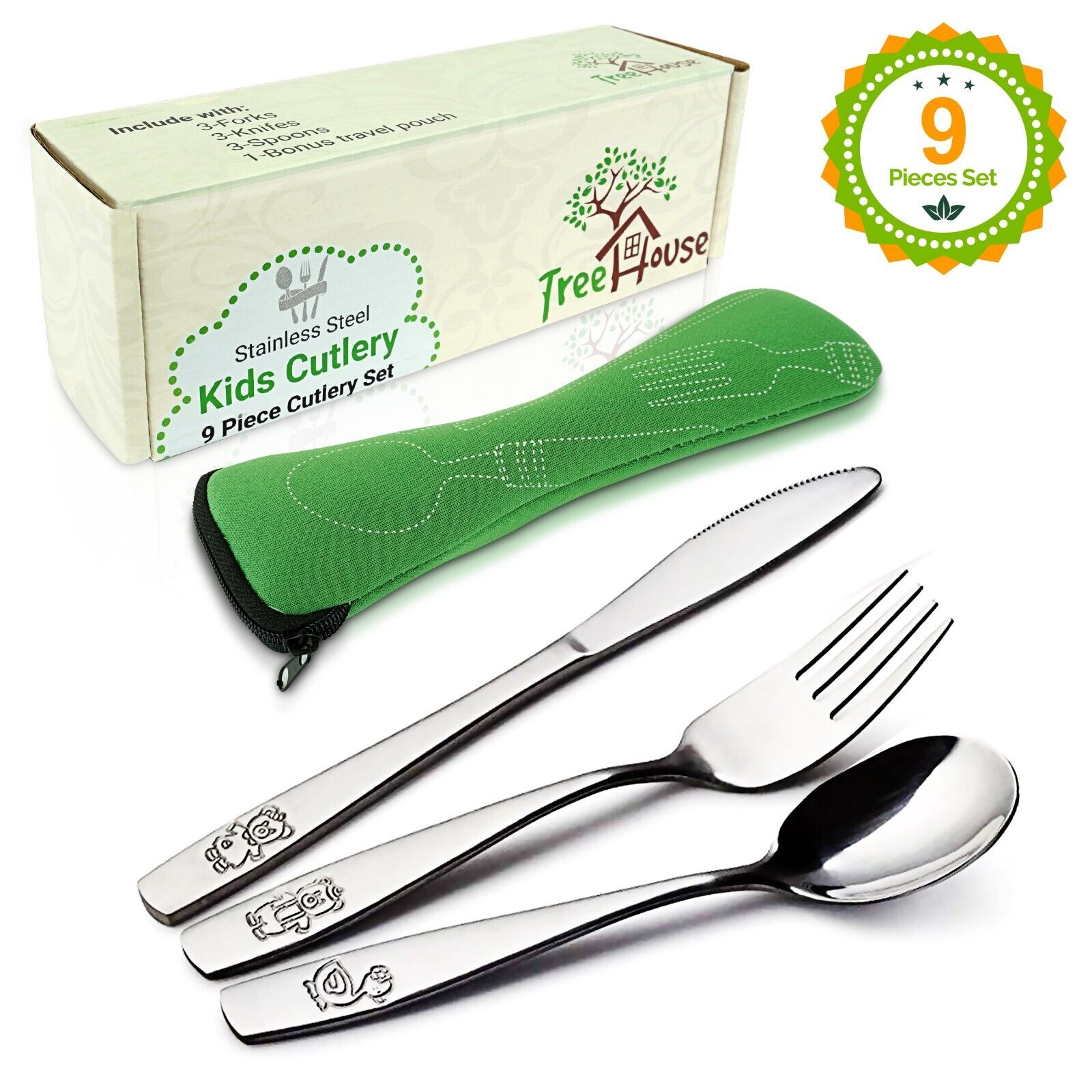 Stainless Steel Toddler Utensil Set (9PCS)