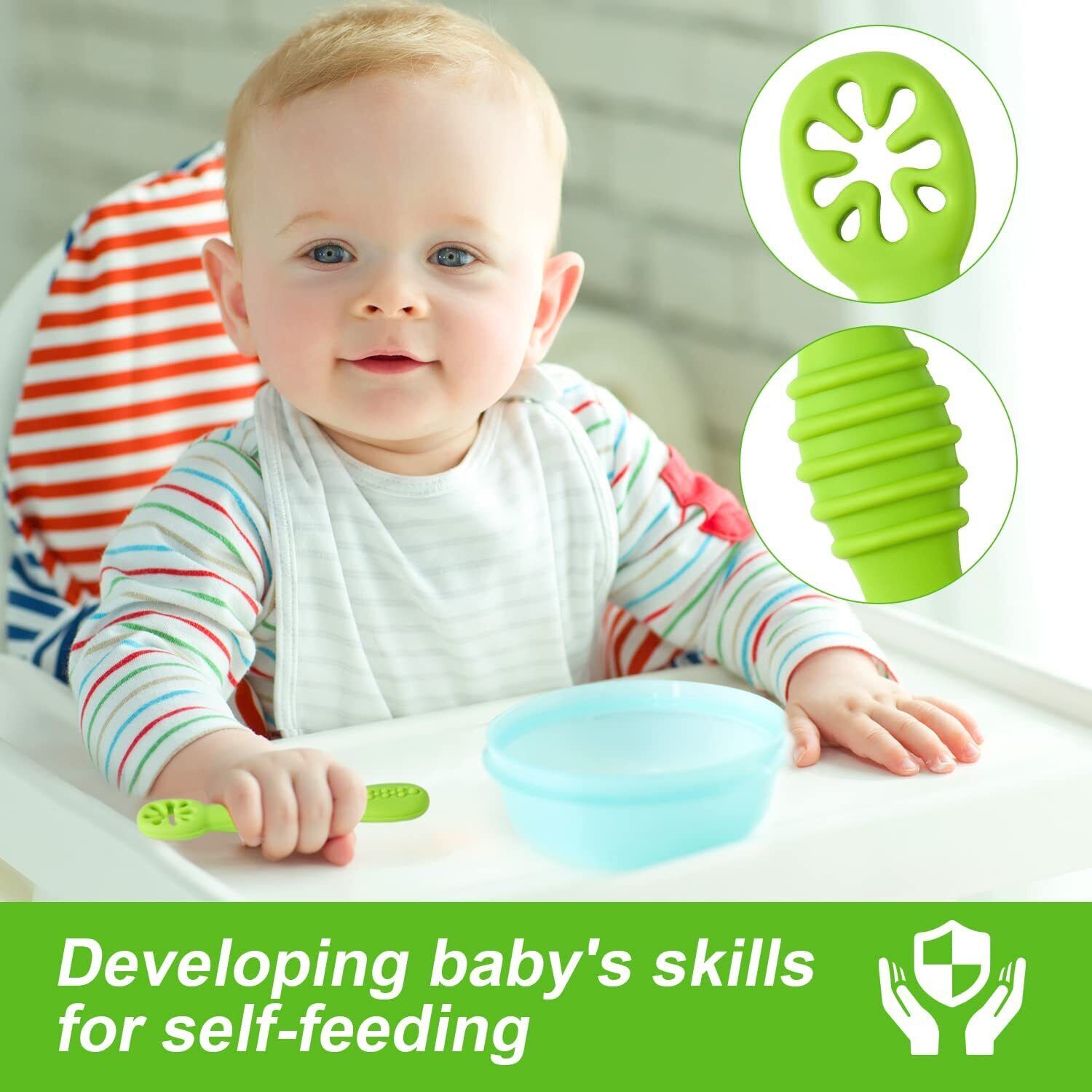 6-pc Silicone Baby Spoons for Weaning