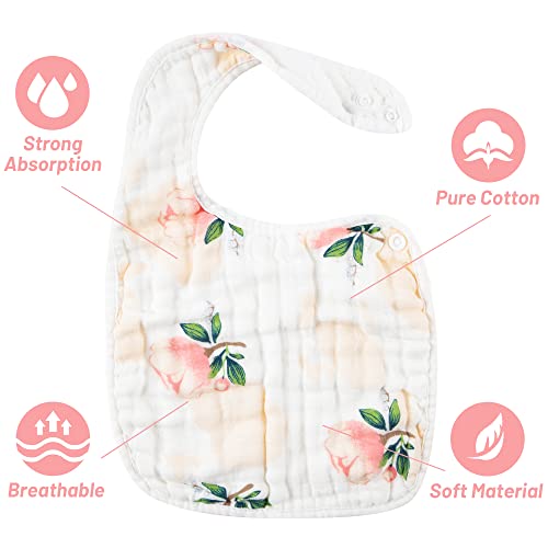 6-Pack Muslin Cotton Baby Bibs with Snap Closure