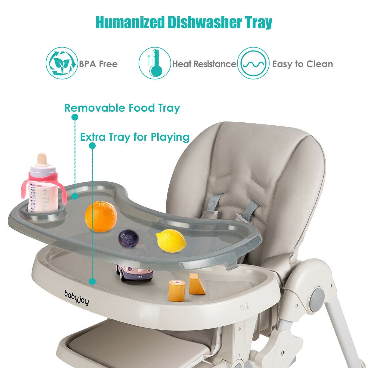 Foldable Baby High Chair with Adjustable Height