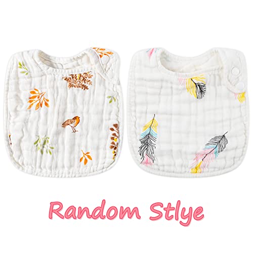 6-Pack Muslin Cotton Baby Bibs with Snap Closure