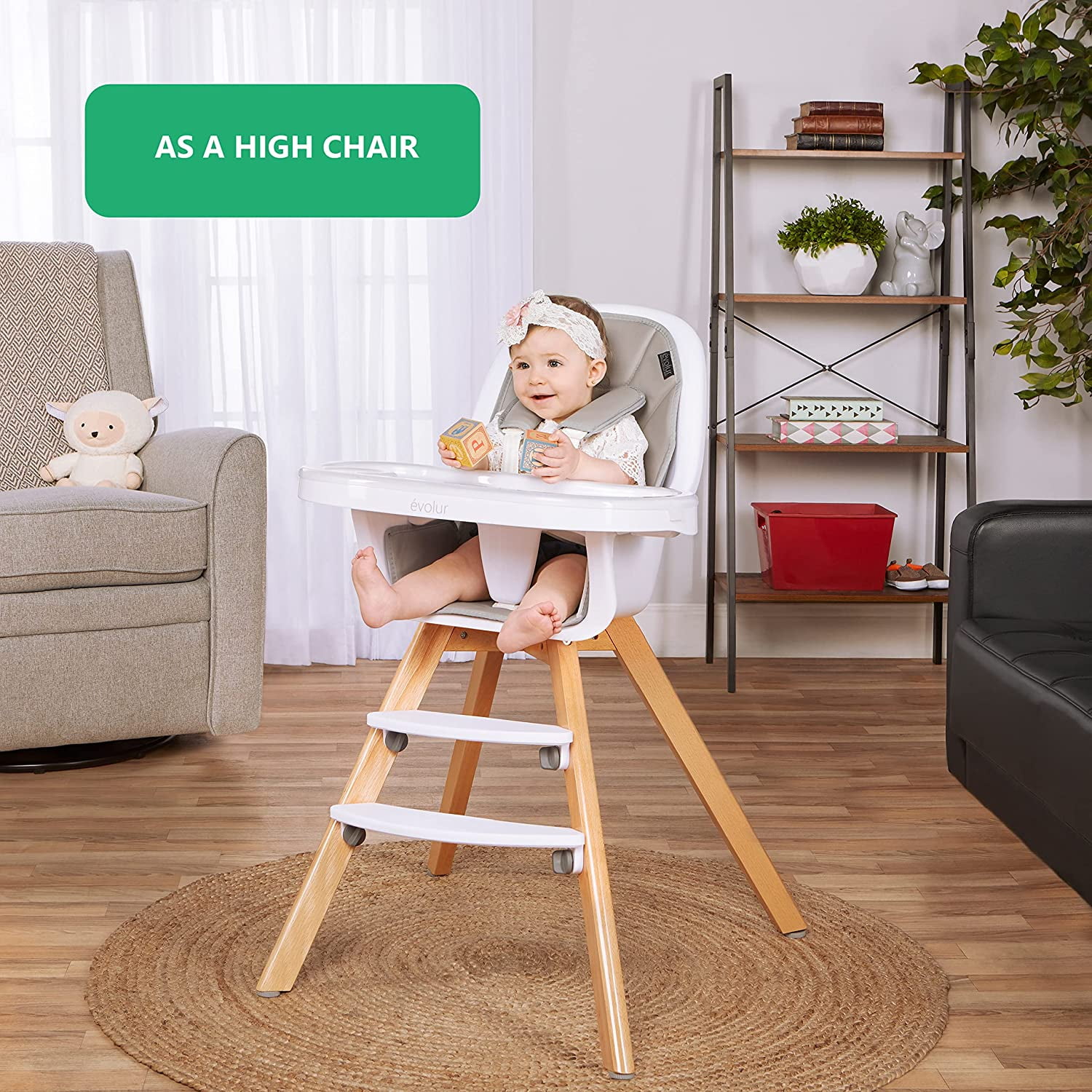 Evolur Zoodle High Chair - Light Grey