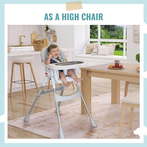 Portable 2-in-1 Compact High Chair - Grey