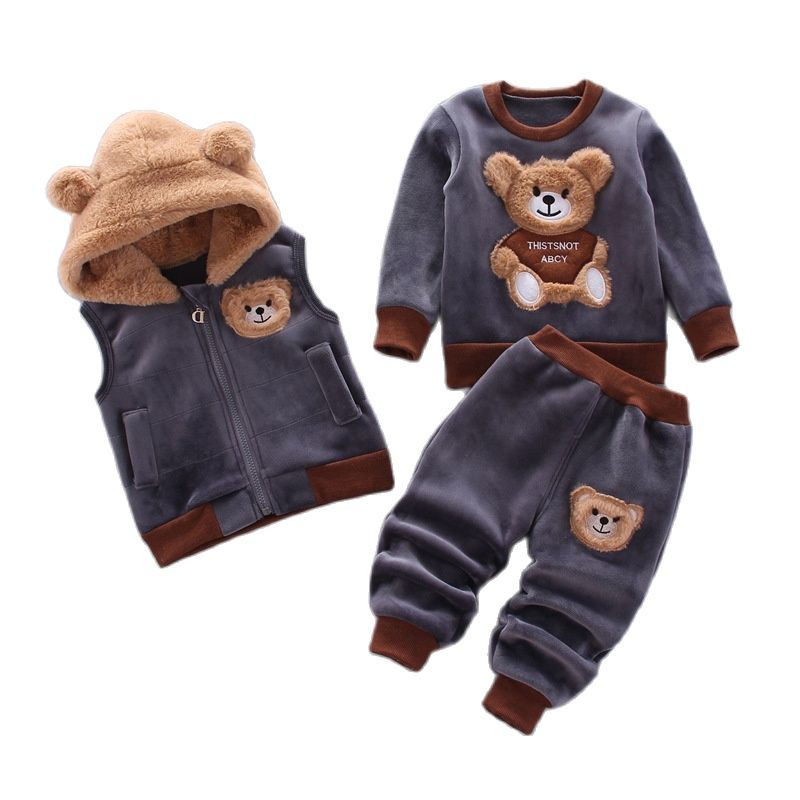 3PCS Baby Fleece Hooded Outfits – Unisex