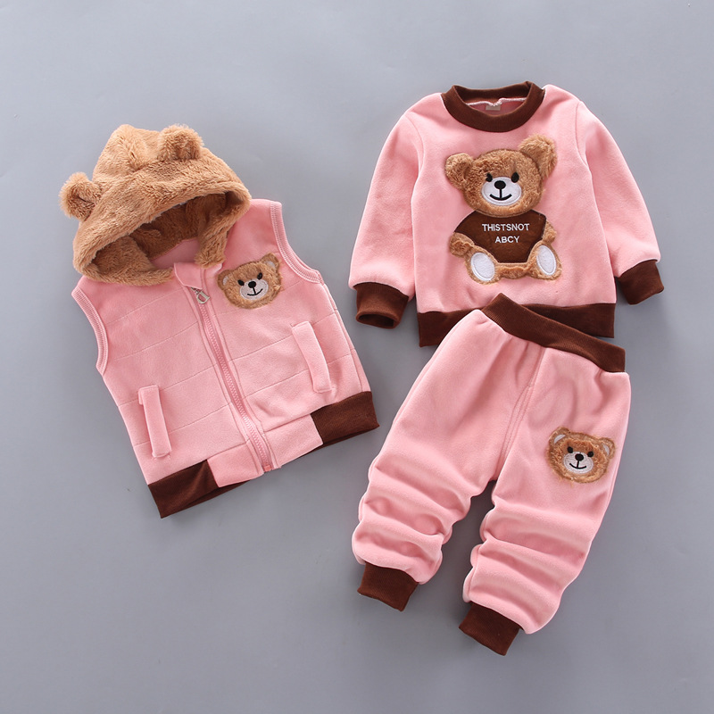 3PCS Baby Fleece Hooded Outfits – Unisex