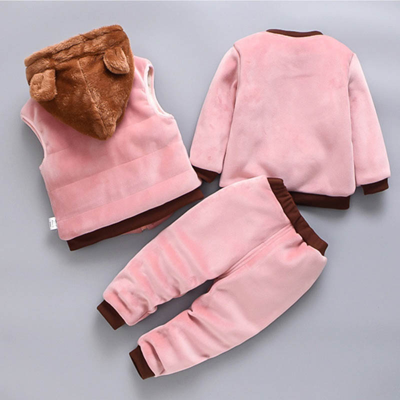3PCS Baby Fleece Hooded Outfits – Unisex